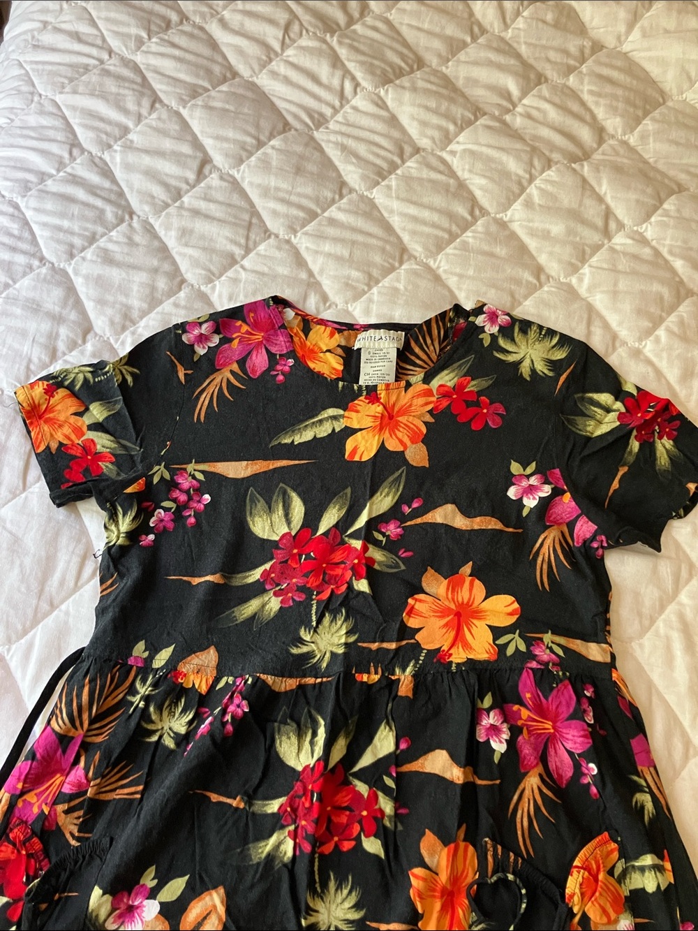 Black Floral V-Neck Tropical Dress